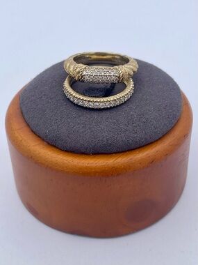 Judith Ripka Ring Lot 14K Gold Clad 925 Sterling Silver CZ Bands Thailand Size 8